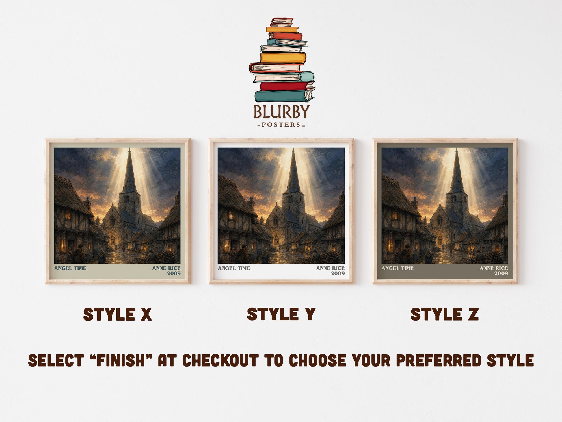 Angel Time literary print in frame leaning in hallway – fantasy wall art