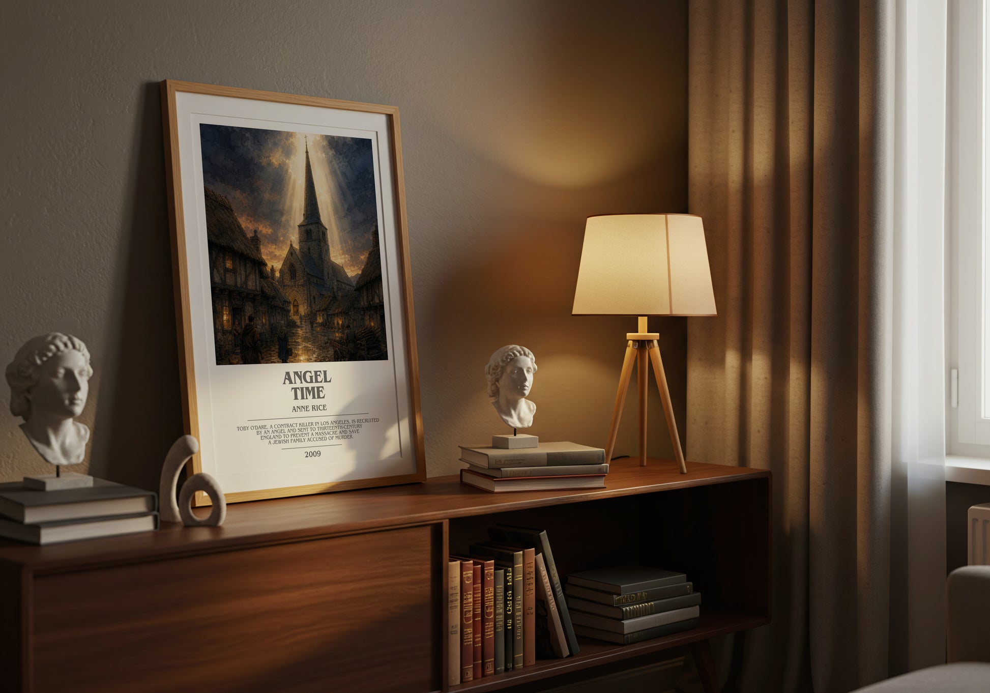Angel Time bookish book poster framed on wall – fantasy wall art
