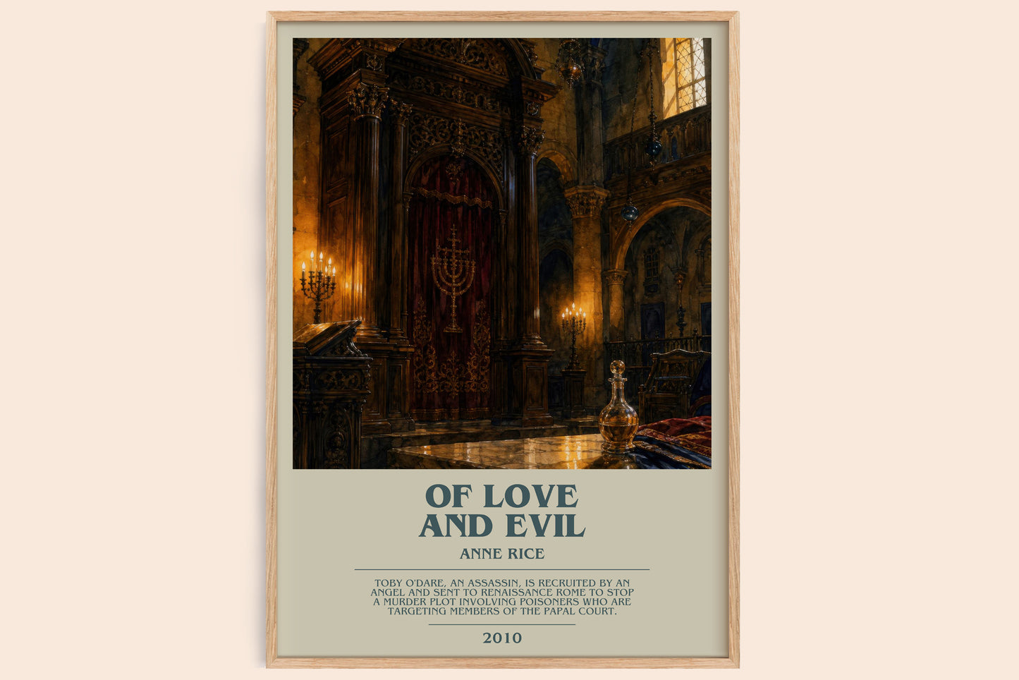 Of Love And Evil bookish book poster by Anne Rice – framed literary art print
