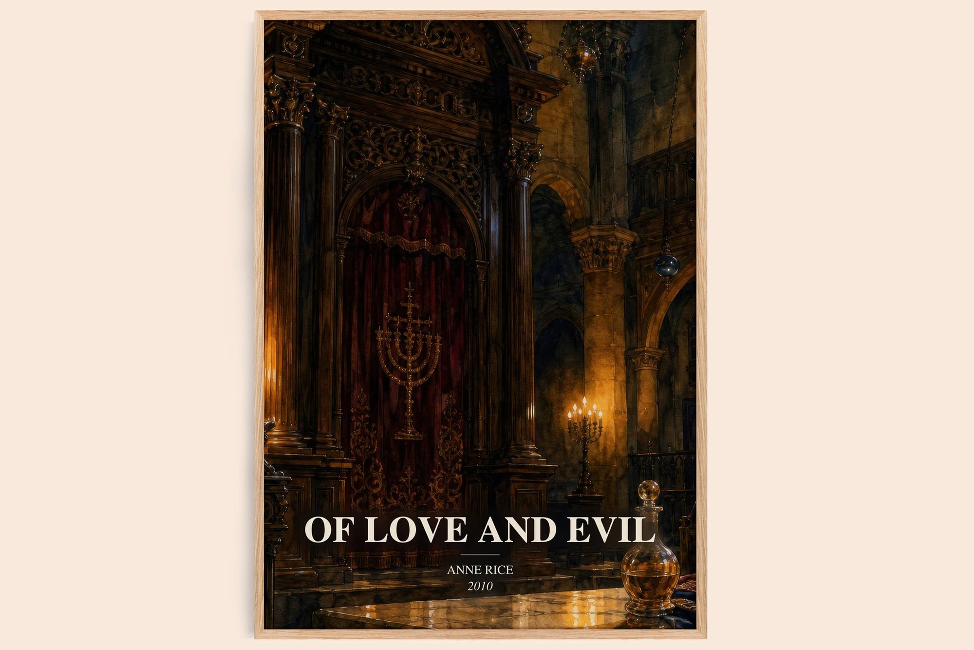 Of Love And Evil watercolour book poster by Anne Rice – framed literary art print