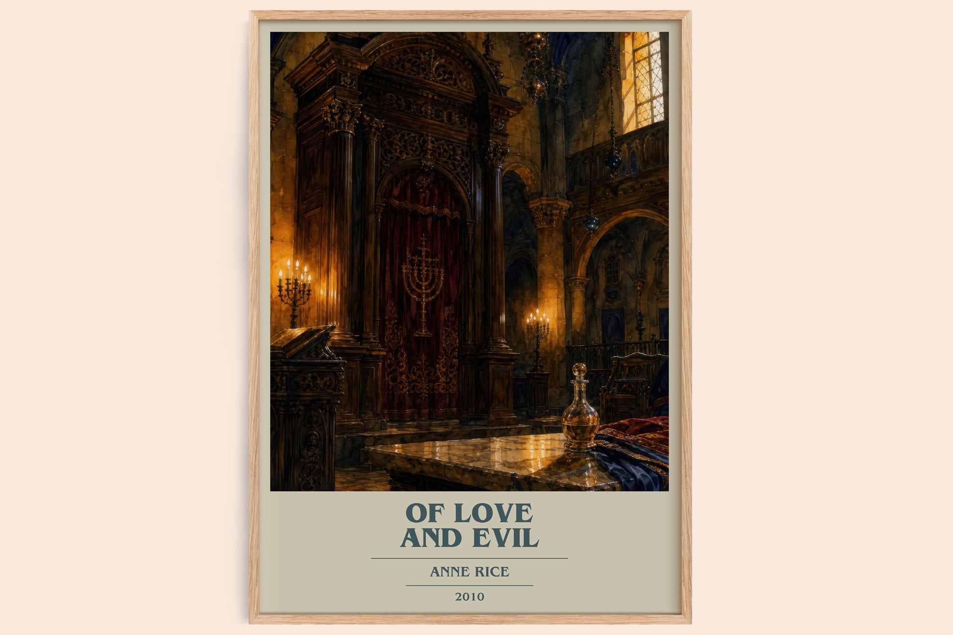 Of Love And Evil book cover book poster by Anne Rice – framed literary art print
