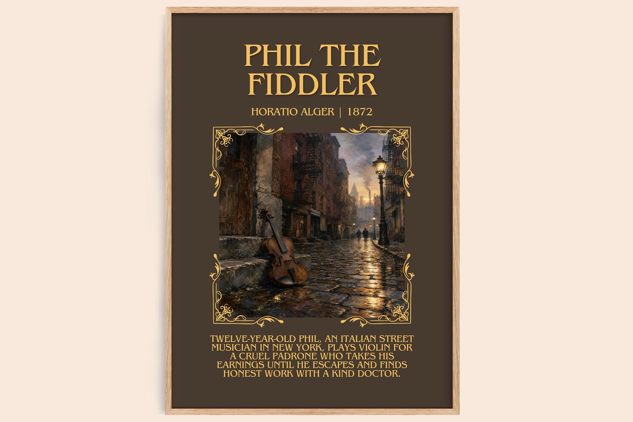 Phil The Fiddler Minimalist Book Poster by Horatio Alger