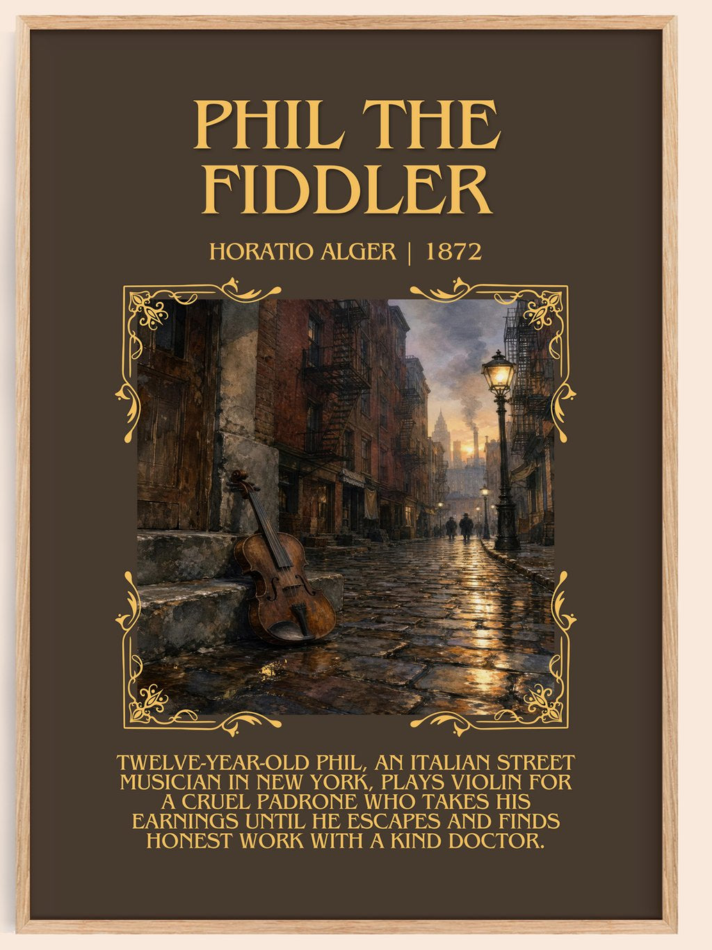 Phil The Fiddler Minimalist Book Poster by Horatio Alger – book poster