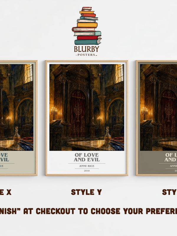 Of Love And Evil book cover print in frame leaning in hallway – fantasy wall art