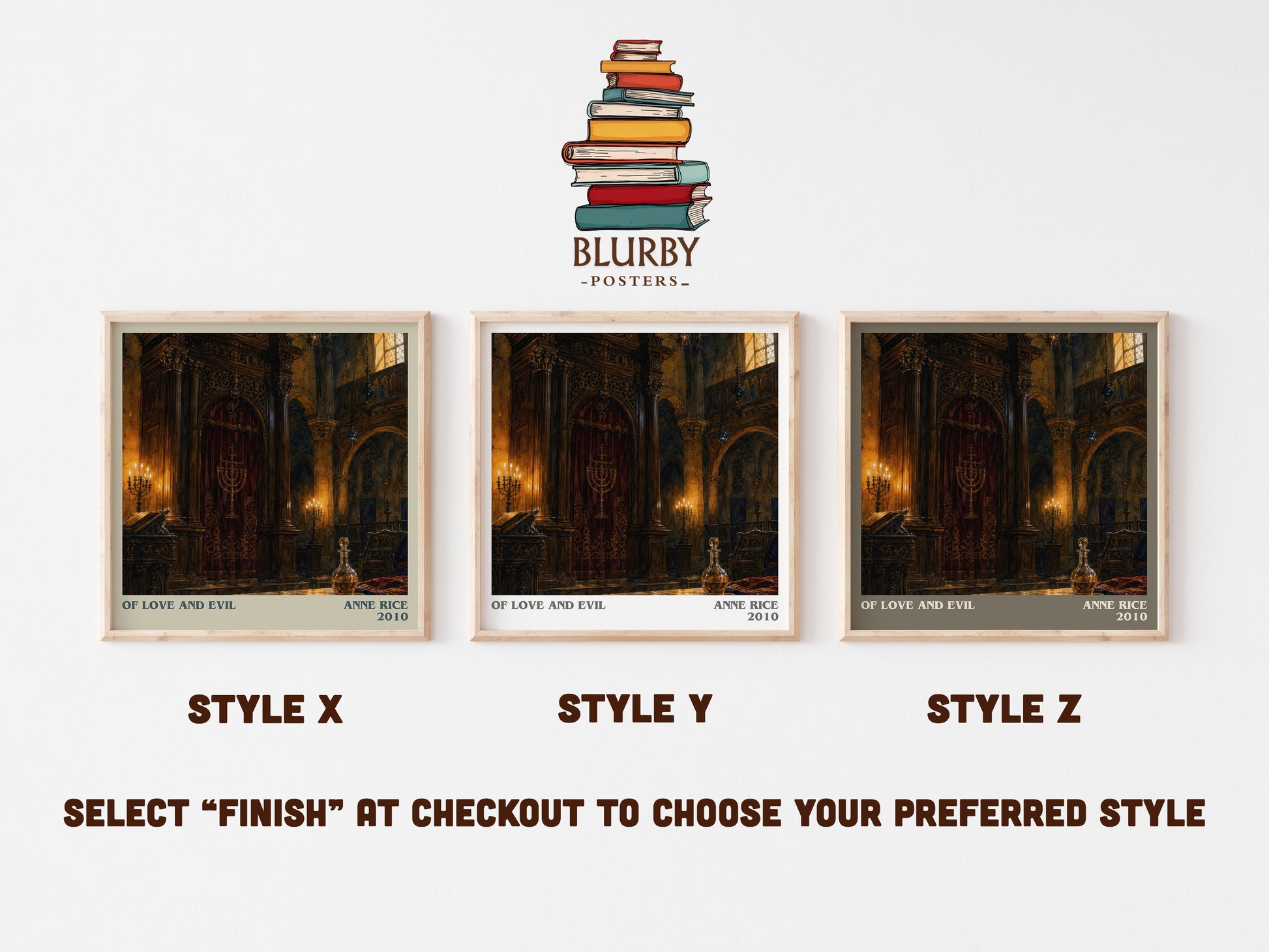 Of Love And Evil literary print in frame leaning in hallway – fantasy wall art