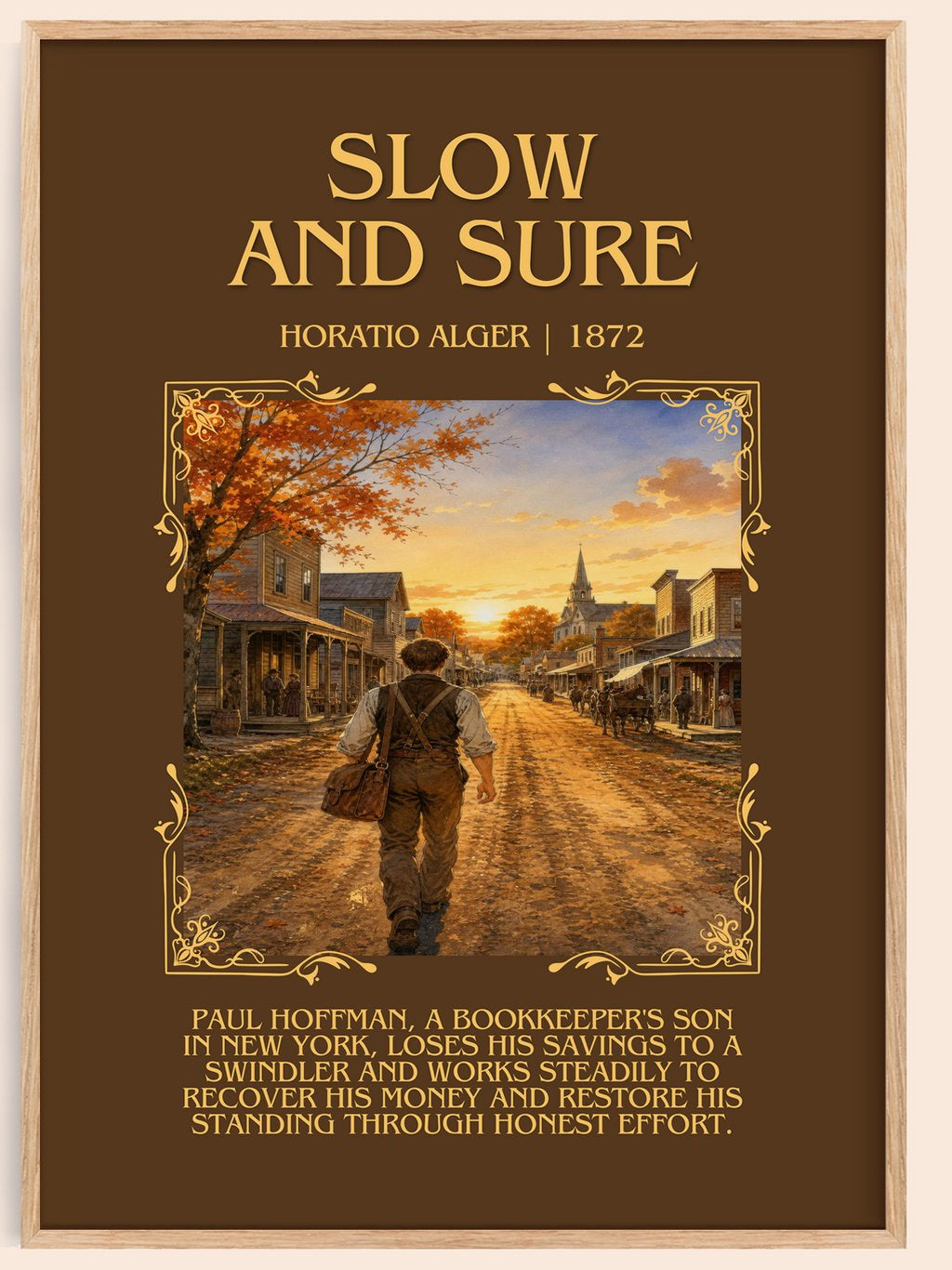 Slow And Sure Minimalist Book Poster by Horatio Alger – book poster