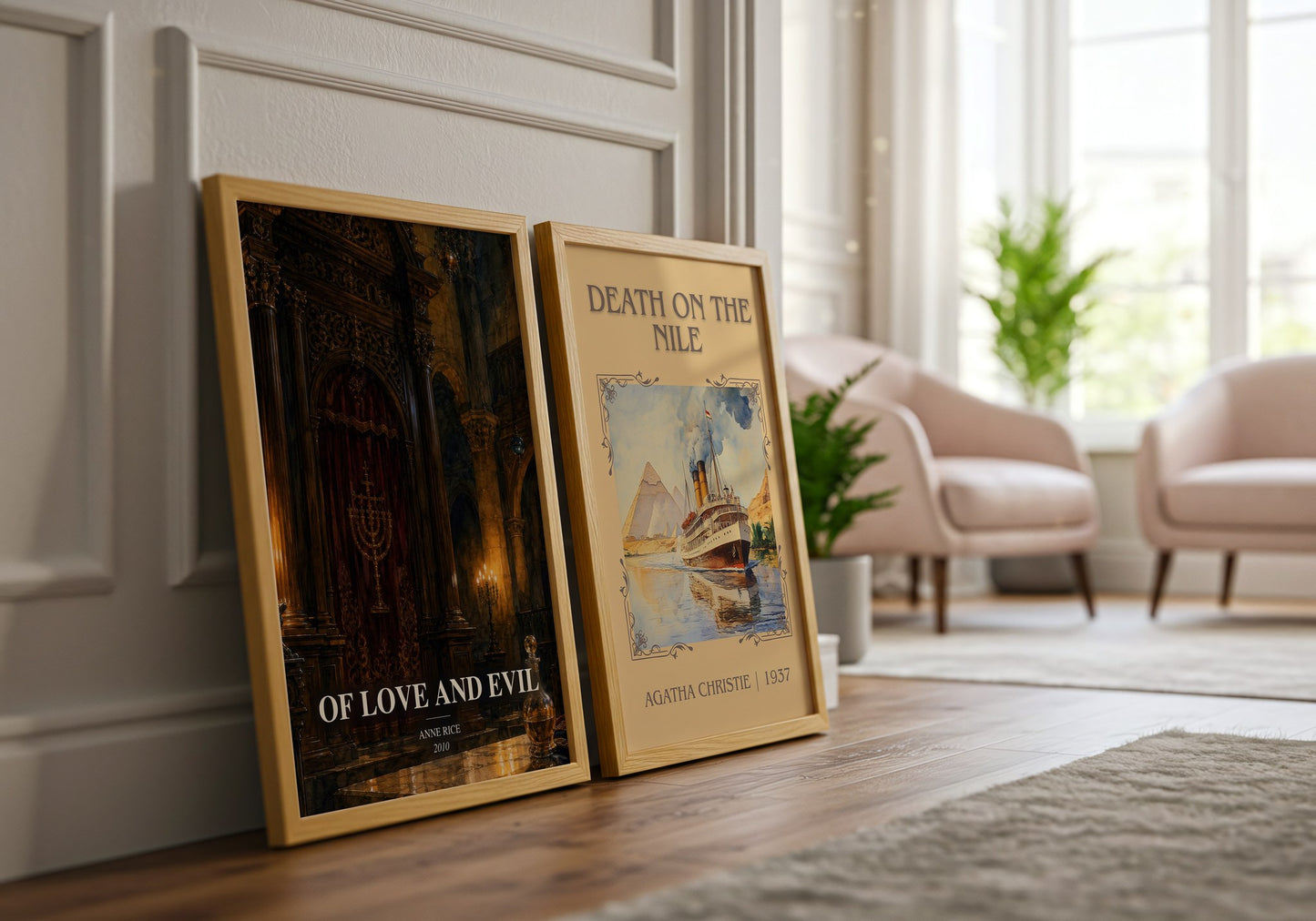 Of Love And Evil watercolour print framed by window – literary home decor