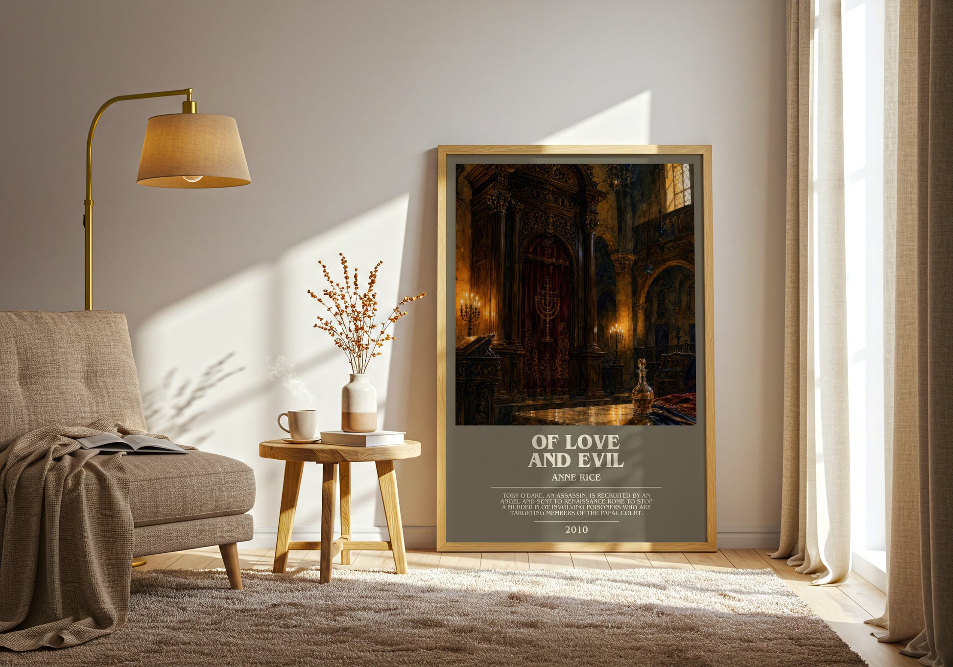 Of Love And Evil bookish print on bookshelf – Anne Rice fan gift