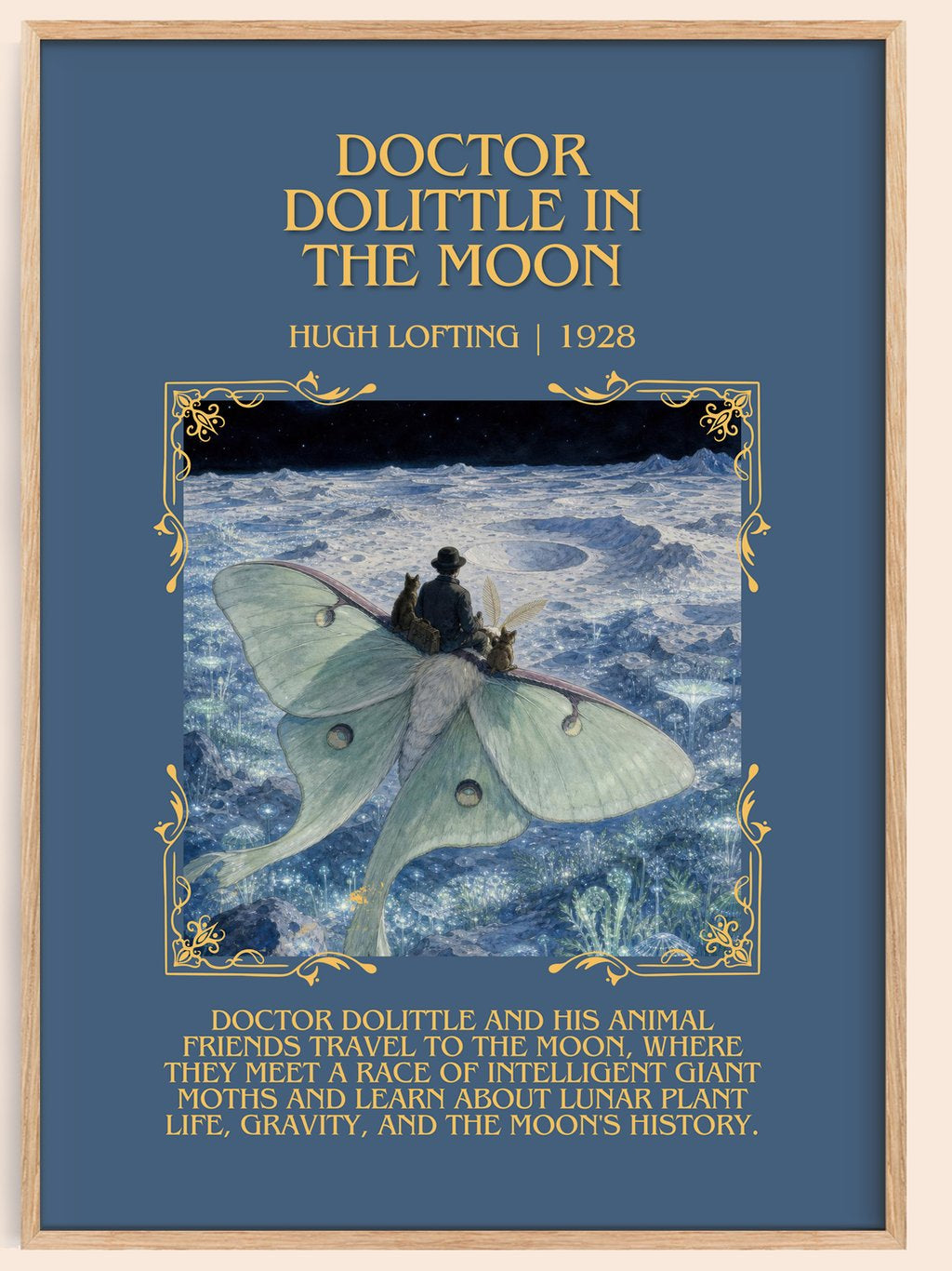Doctor Dolittle In The Moon Minimalist Book Poster by Hugh Lofting – book poster