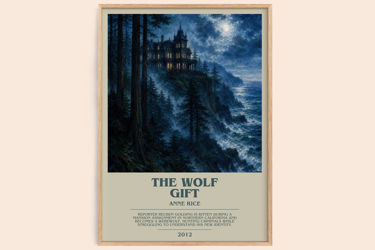 The Wolf Gift bookish book poster by Anne Rice – framed literary art print