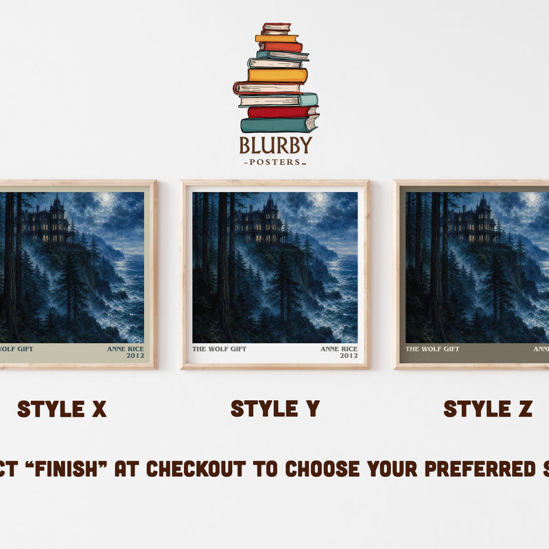 The Wolf Gift literary print in frame leaning in hallway – horror wall art