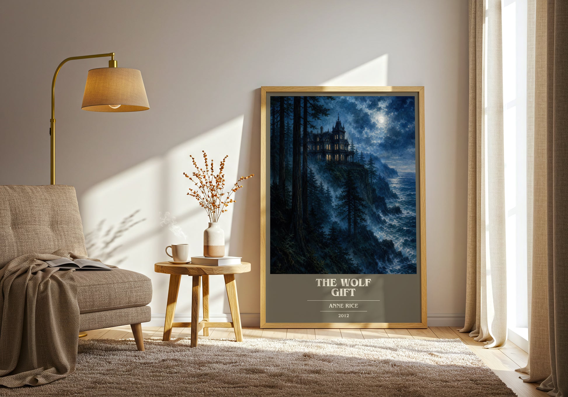 The Wolf Gift book cover print on bookshelf – Anne Rice fan gift