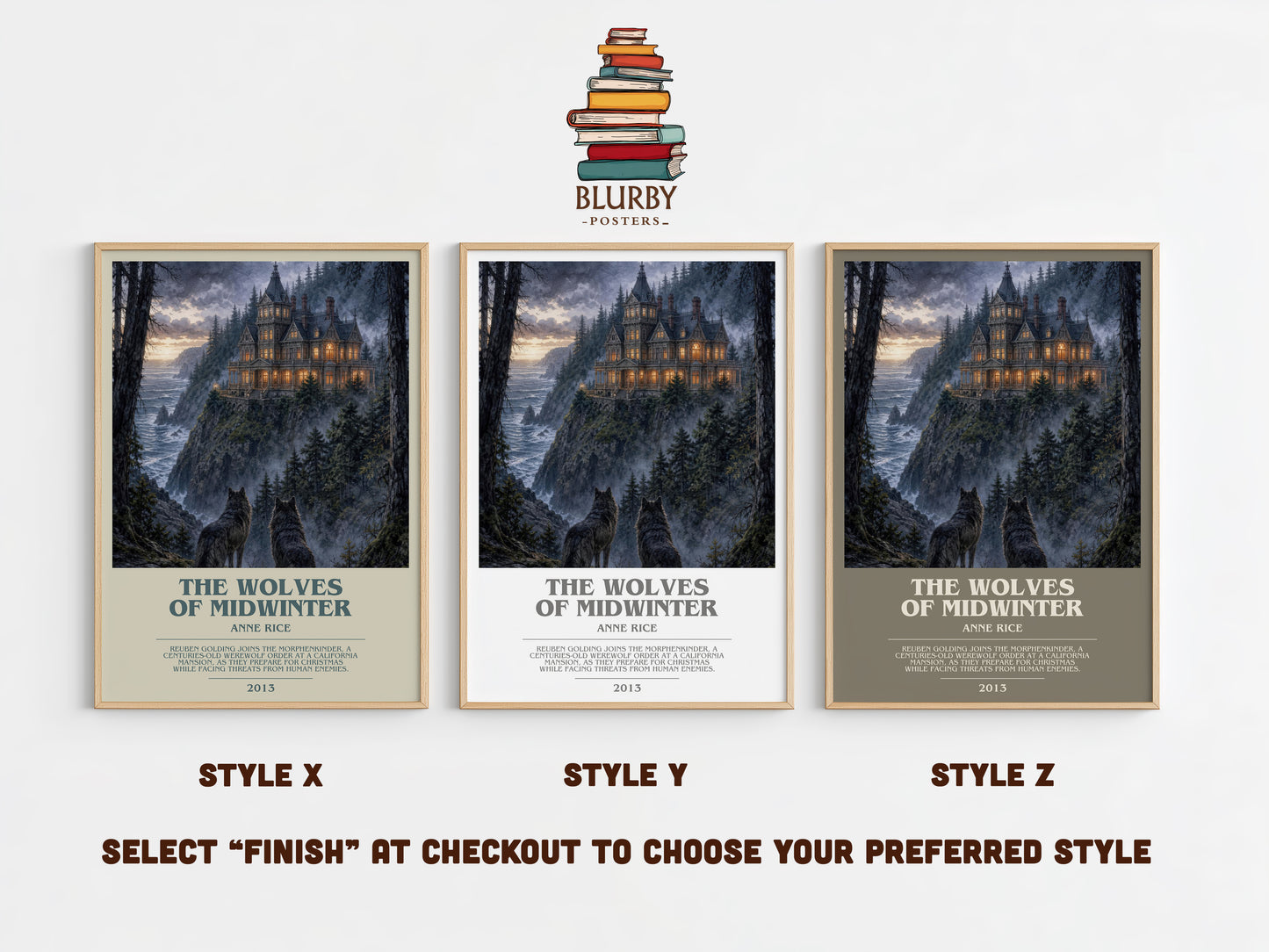The Wolves Of Midwinter bookish print in frame leaning in hallway – gothic wall art