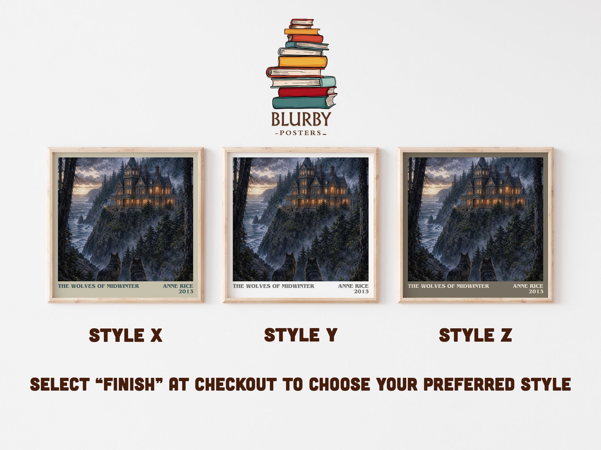 The Wolves Of Midwinter literary print in frame leaning in hallway – gothic wall art