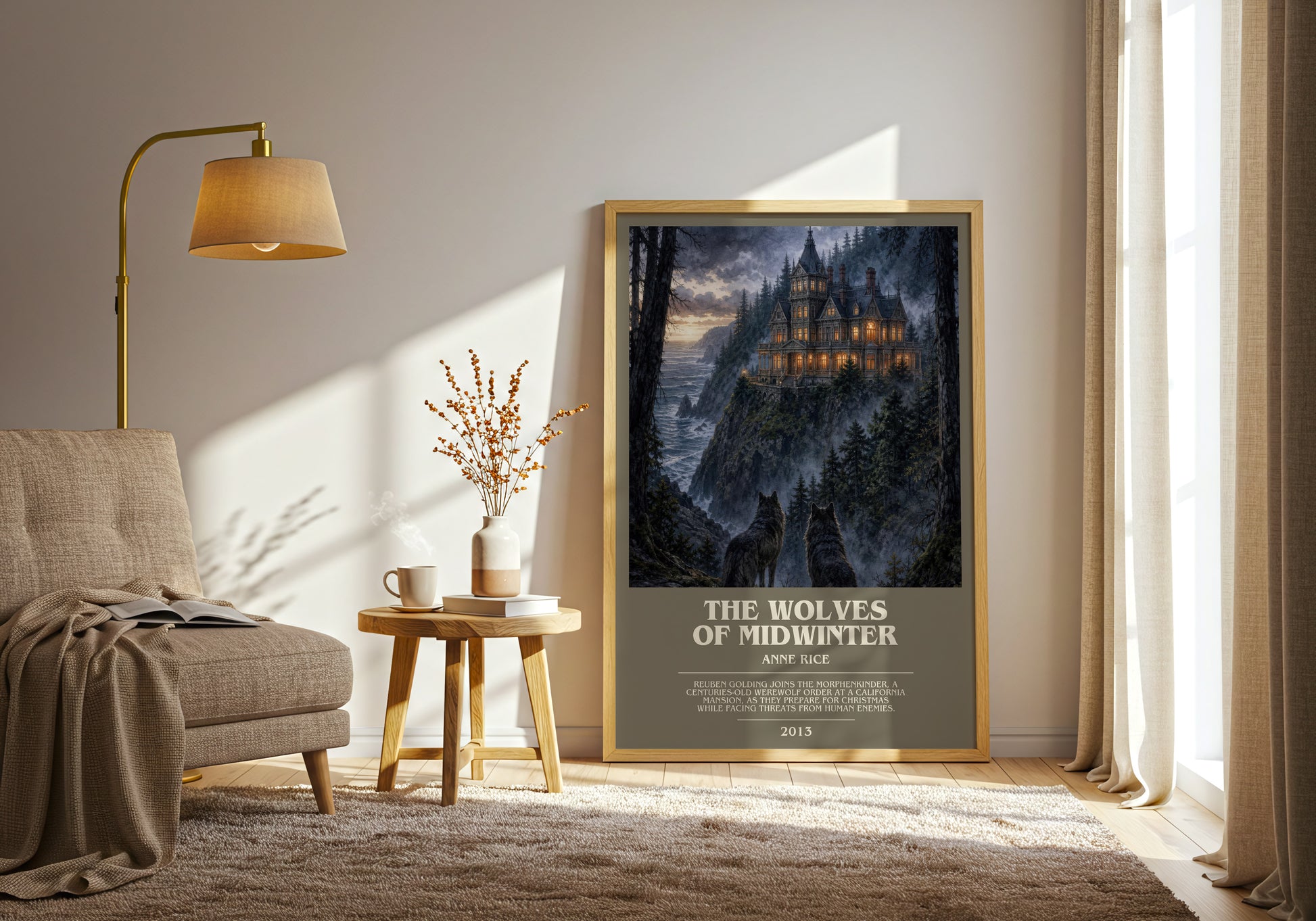 The Wolves Of Midwinter bookish print on bookshelf – Anne Rice fan gift