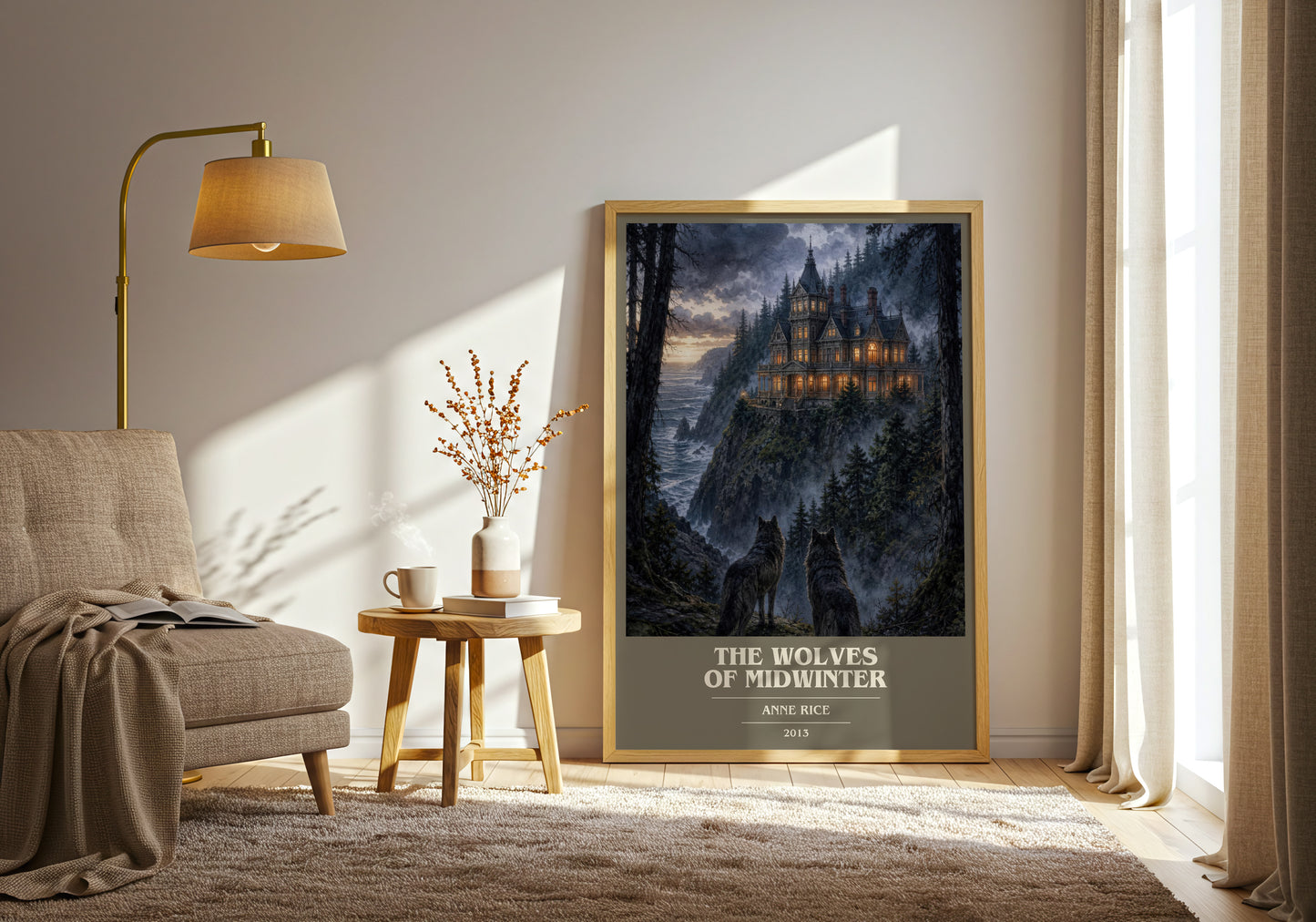 The Wolves Of Midwinter book cover print on bookshelf – Anne Rice fan gift