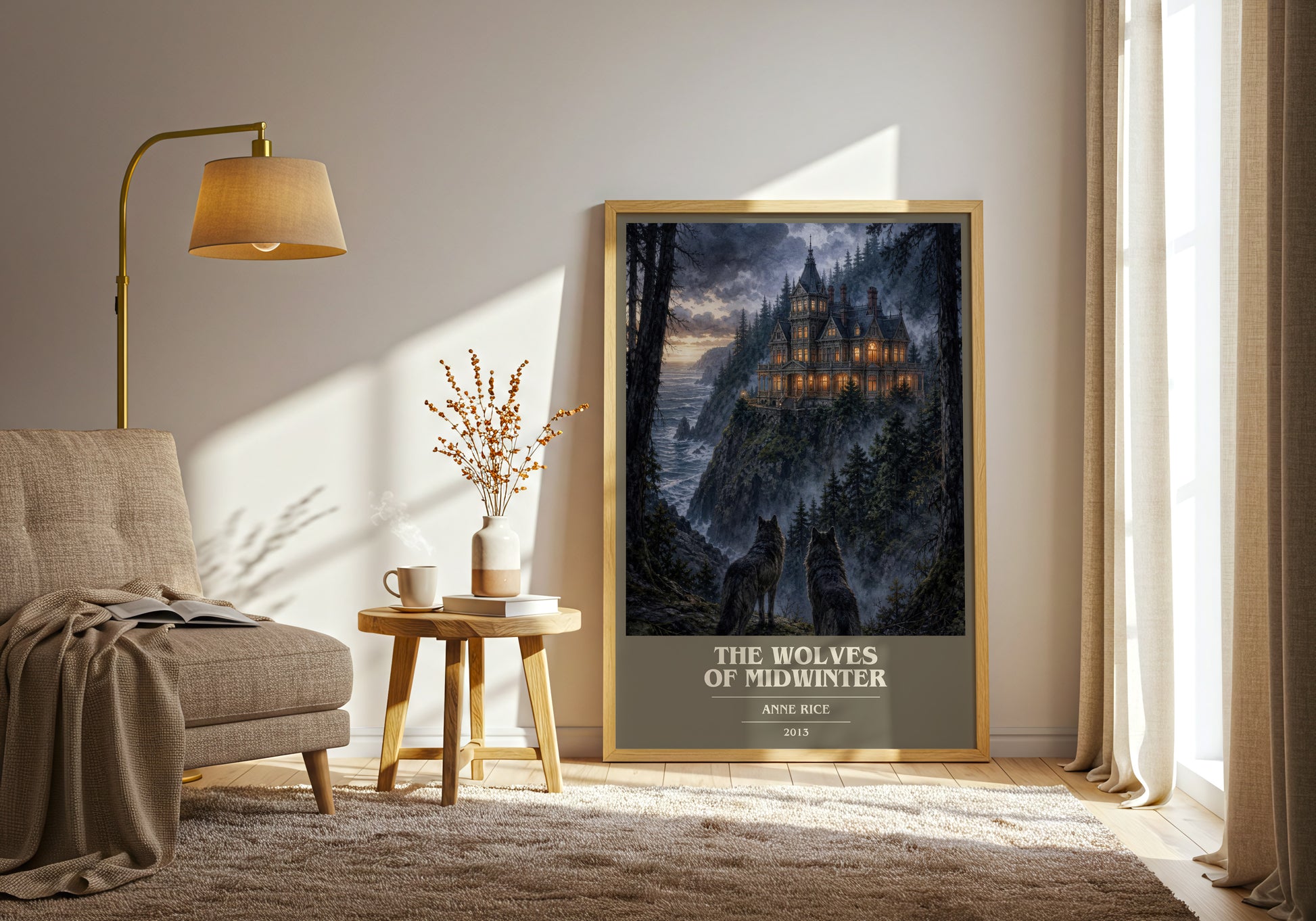 The Wolves Of Midwinter book cover print on bookshelf – Anne Rice fan gift