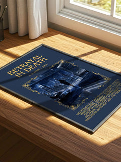 Betrayal In Death Minimalist Book Poster by J. D. Robb – print on a sunlit desk