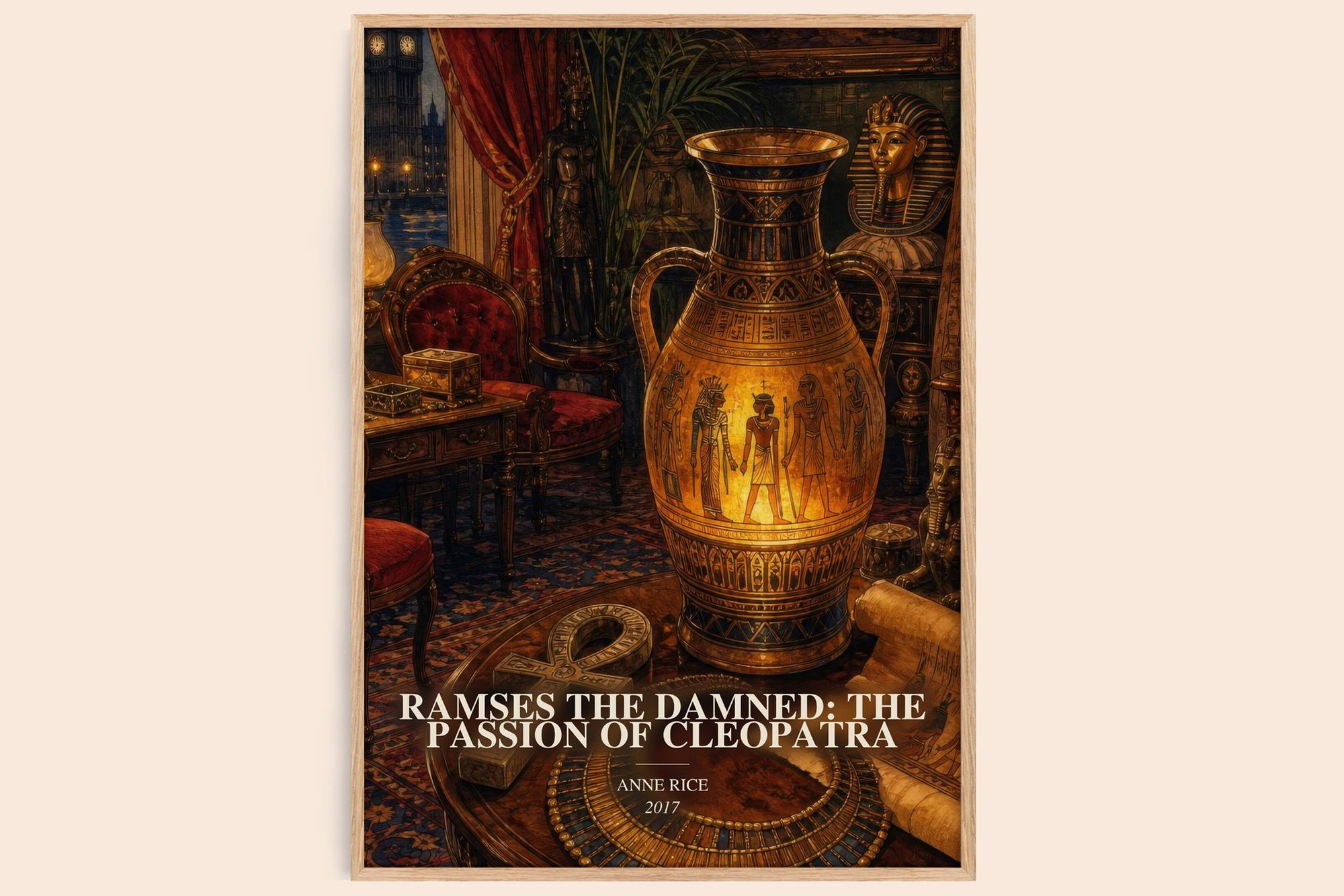 Ramses The Damned: The Passion Of Cleopatra watercolour book poster by Anne Rice – framed literary art print