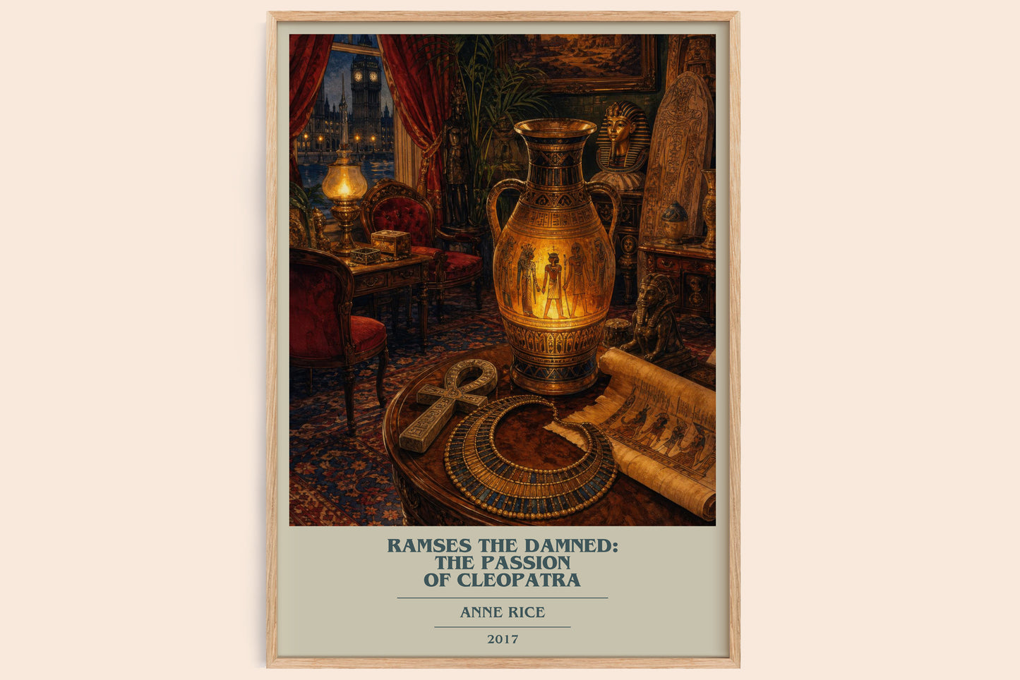Ramses The Damned: The Passion Of Cleopatra book cover book poster by Anne Rice – framed literary art print