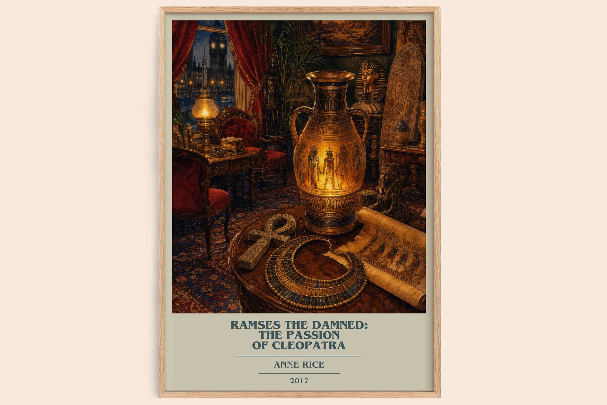 Ramses The Damned: The Passion Of Cleopatra book cover book poster by Anne Rice – framed literary art print