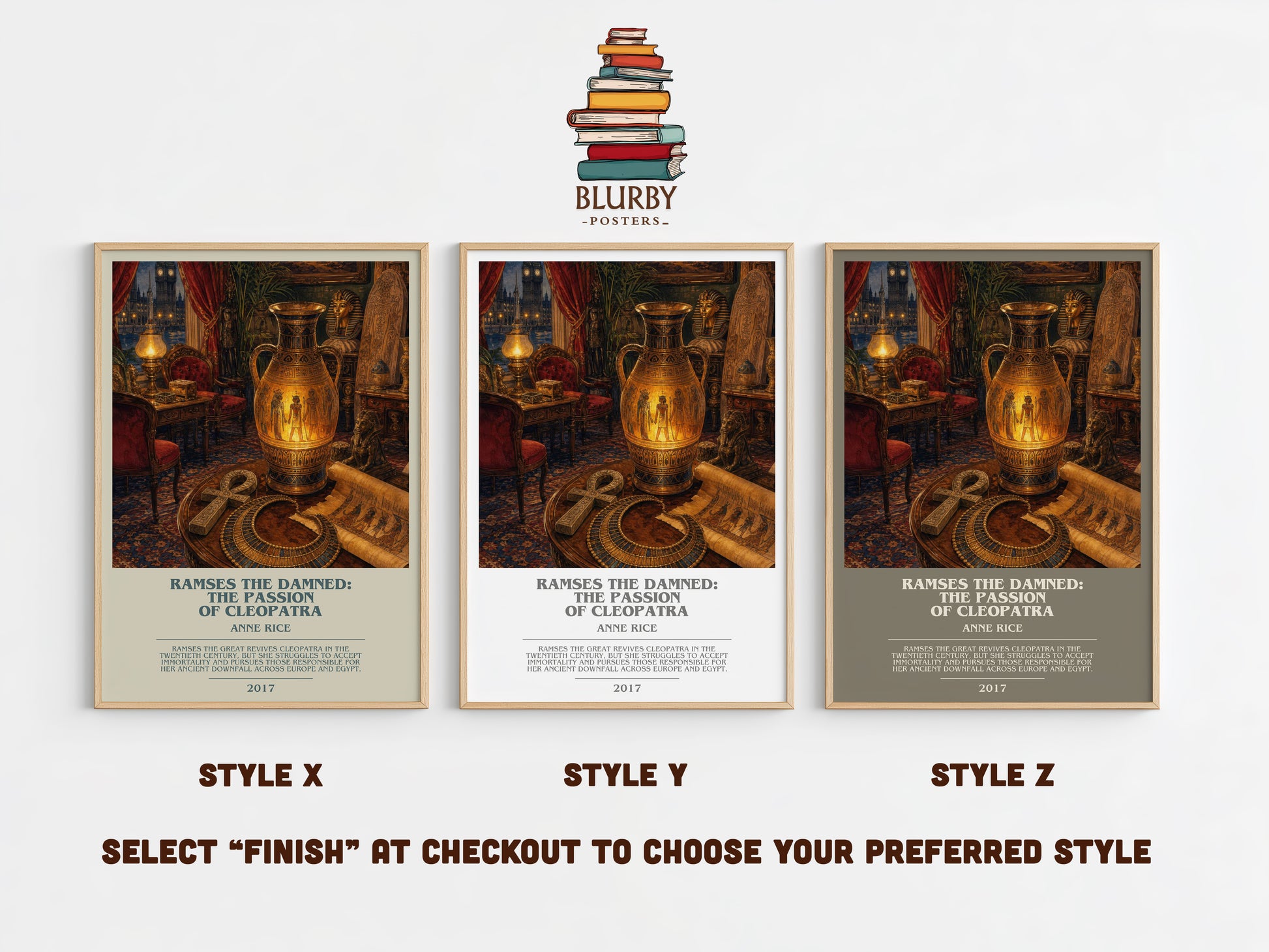 Ramses The Damned: The Passion Of Cleopatra bookish print in frame leaning in hallway – fantasy wall art