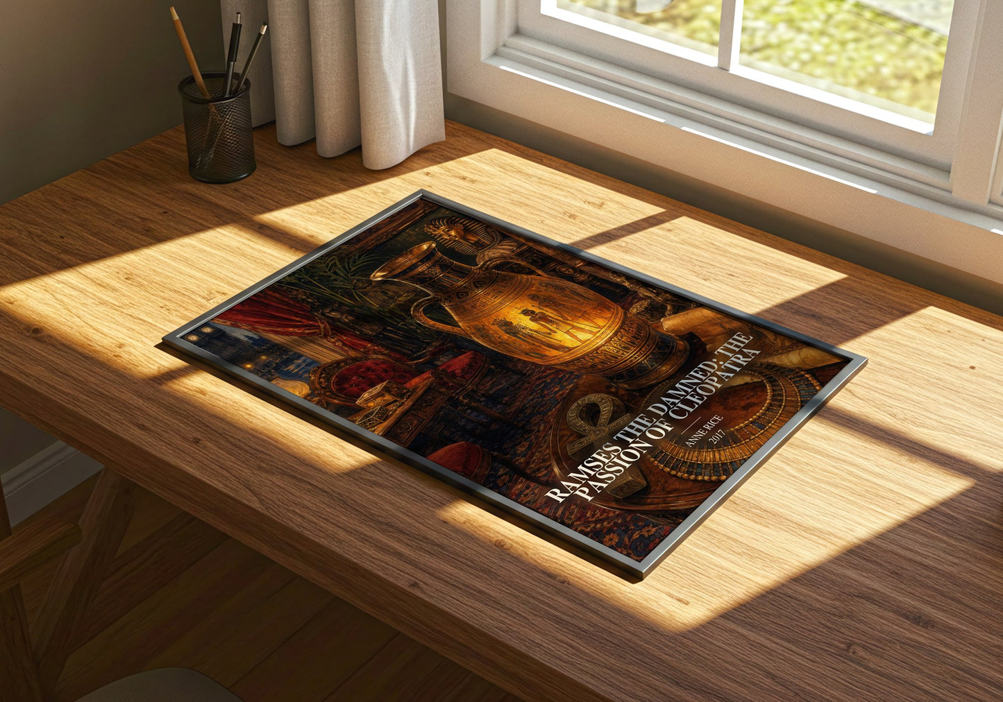 Ramses The Damned: The Passion Of Cleopatra watercolour book poster framed on wall – fantasy wall art