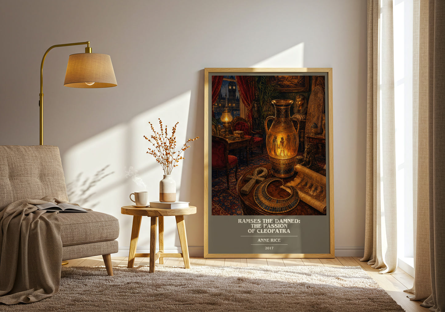 Ramses The Damned: The Passion Of Cleopatra book cover print on bookshelf – Anne Rice fan gift