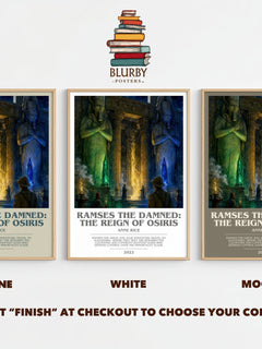 Ramses The Damned: The Reign Of Osiris bookish print framed by window – Stone, White and Mocha side by side – choose your colour