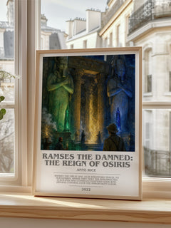 Ramses The Damned: The Reign Of Osiris bookish print in frame leaning in hallway – fantasy wall art