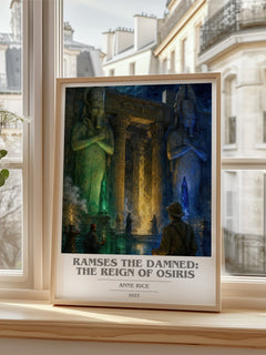 Ramses The Damned: The Reign Of Osiris book cover print in frame leaning in hallway – fantasy wall art