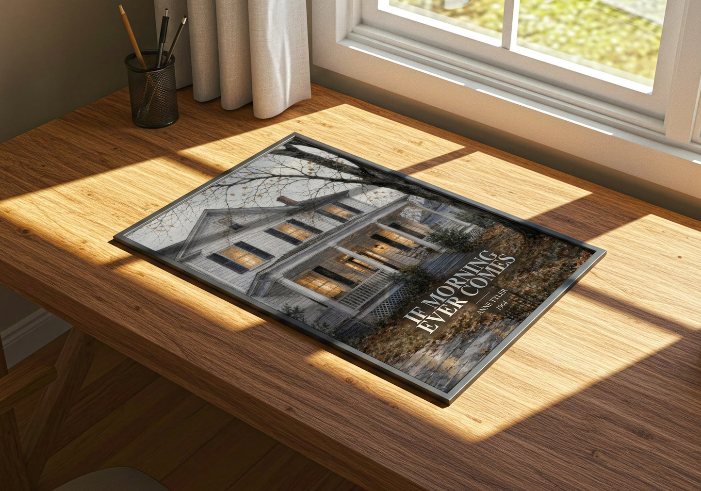 If Morning Ever Comes watercolour book poster framed on wall – literary fiction wall art