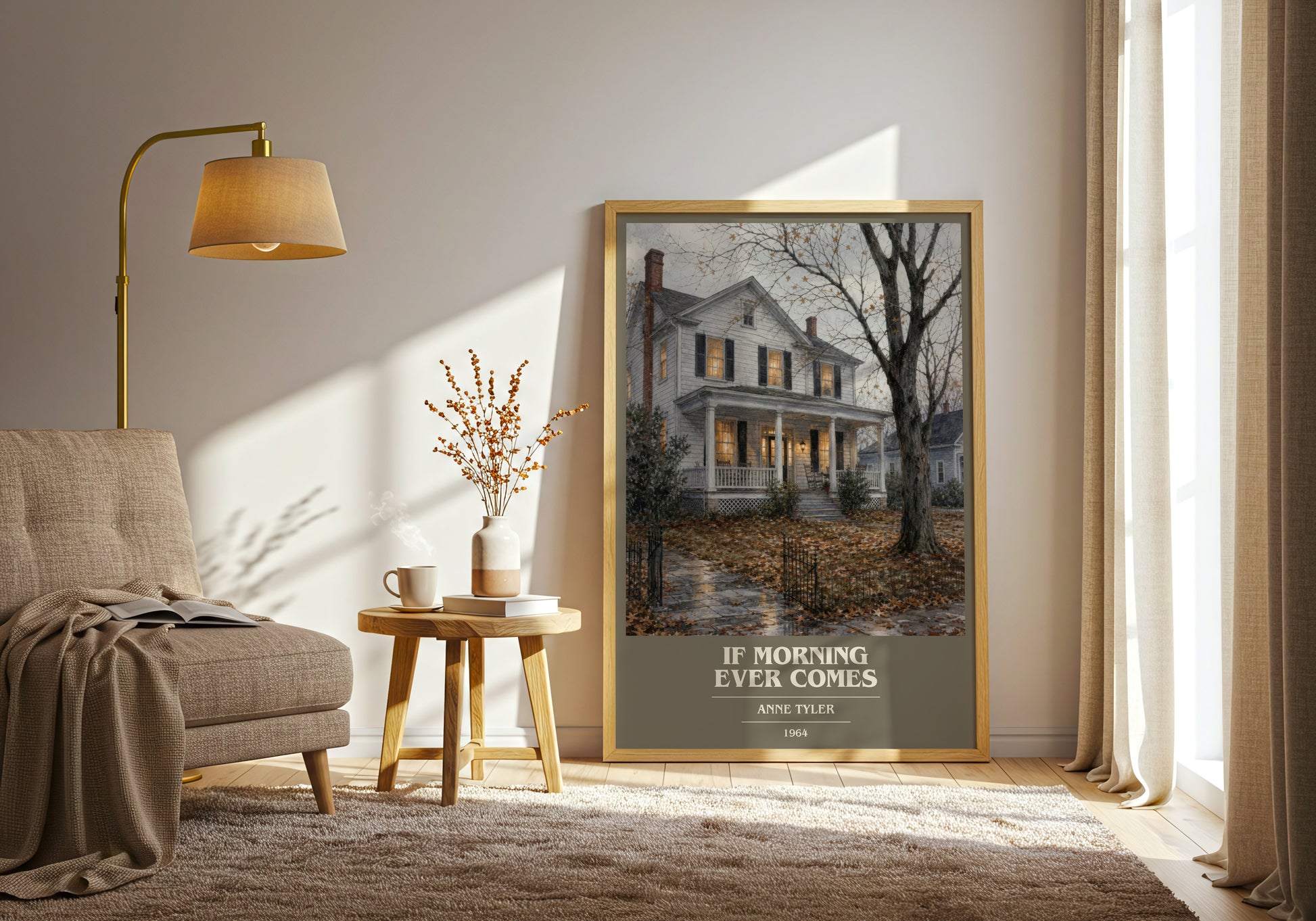 If Morning Ever Comes book cover print on bookshelf – Anne Tyler fan gift