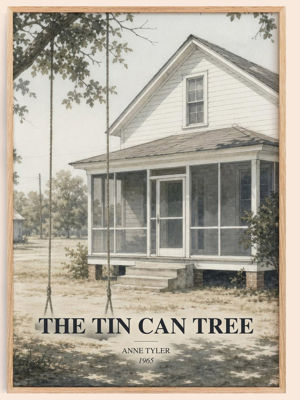The Tin Can Tree watercolour book poster by Anne Tyler – framed literary art print