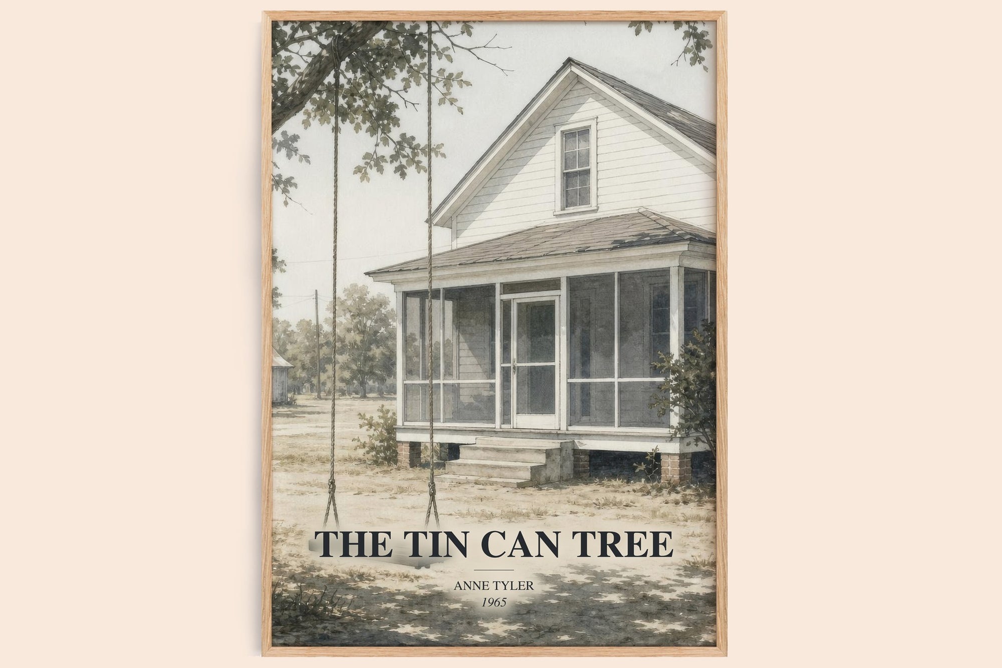 The Tin Can Tree watercolour book poster by Anne Tyler – framed literary art print