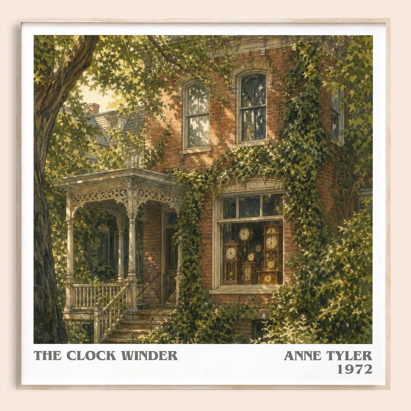 The Clock Winder literary book poster by Anne Tyler – framed literary art print