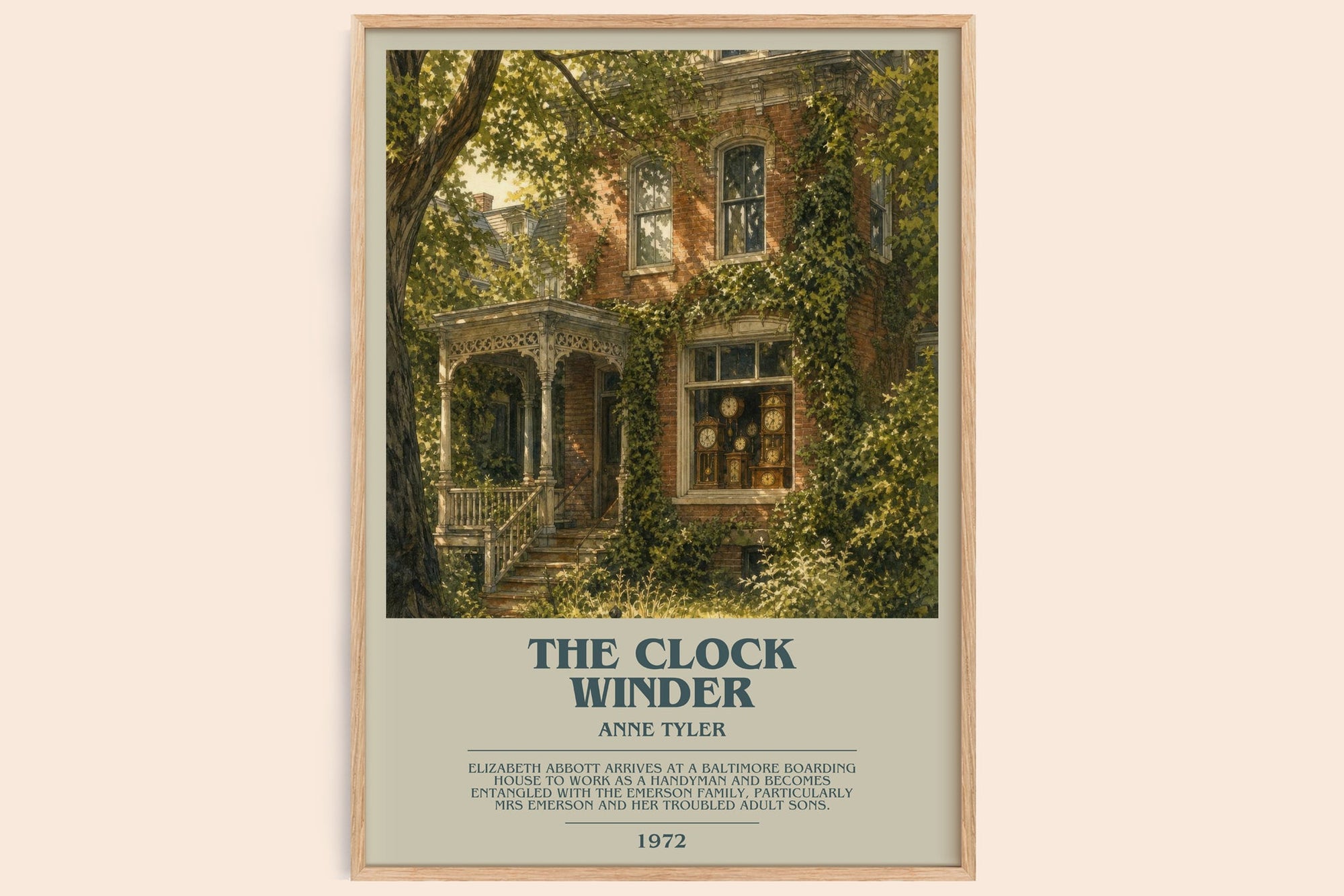 The Clock Winder bookish book poster by Anne Tyler – framed literary art print