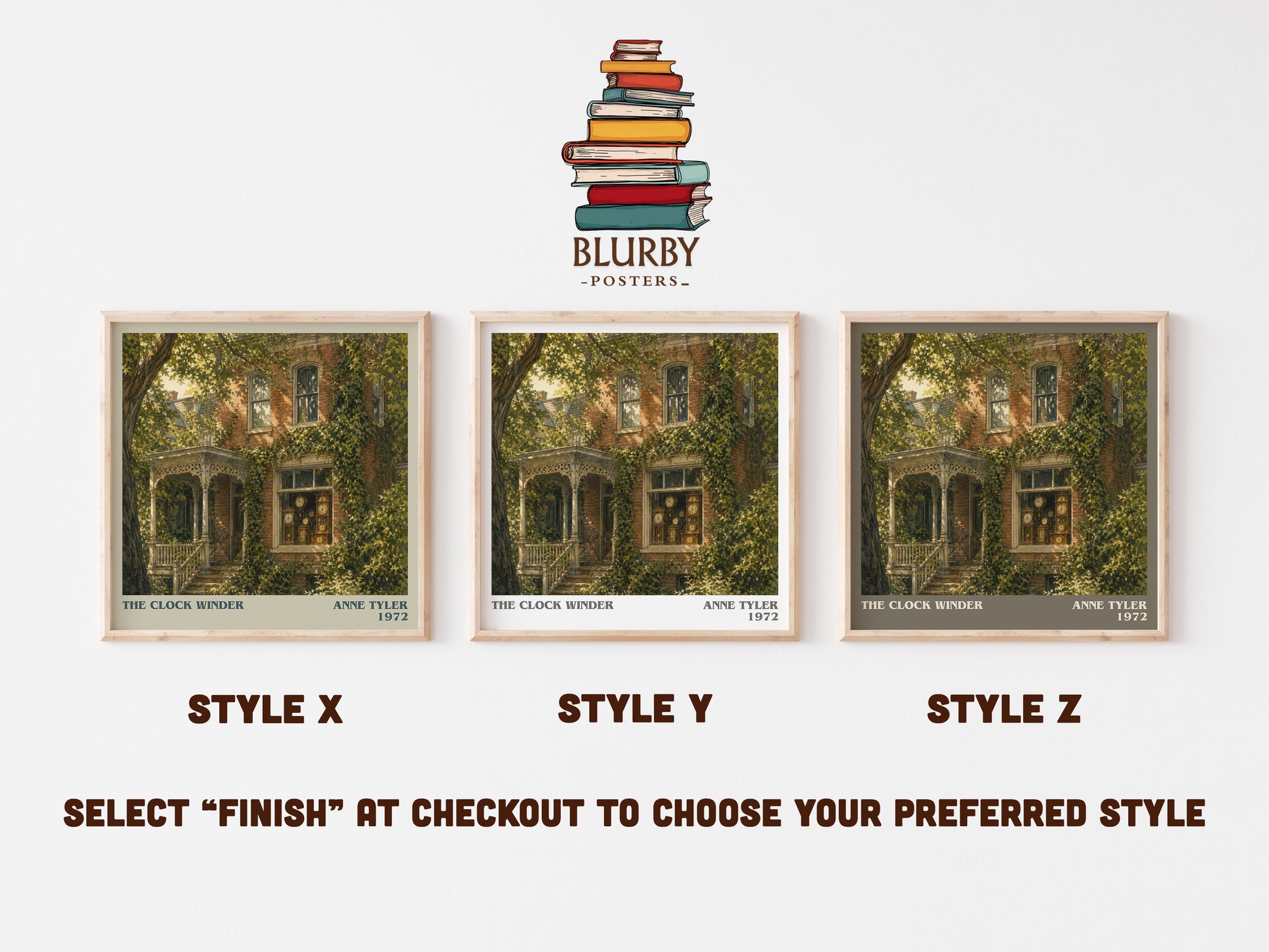The Clock Winder literary print in frame leaning in hallway – literary fiction wall art
