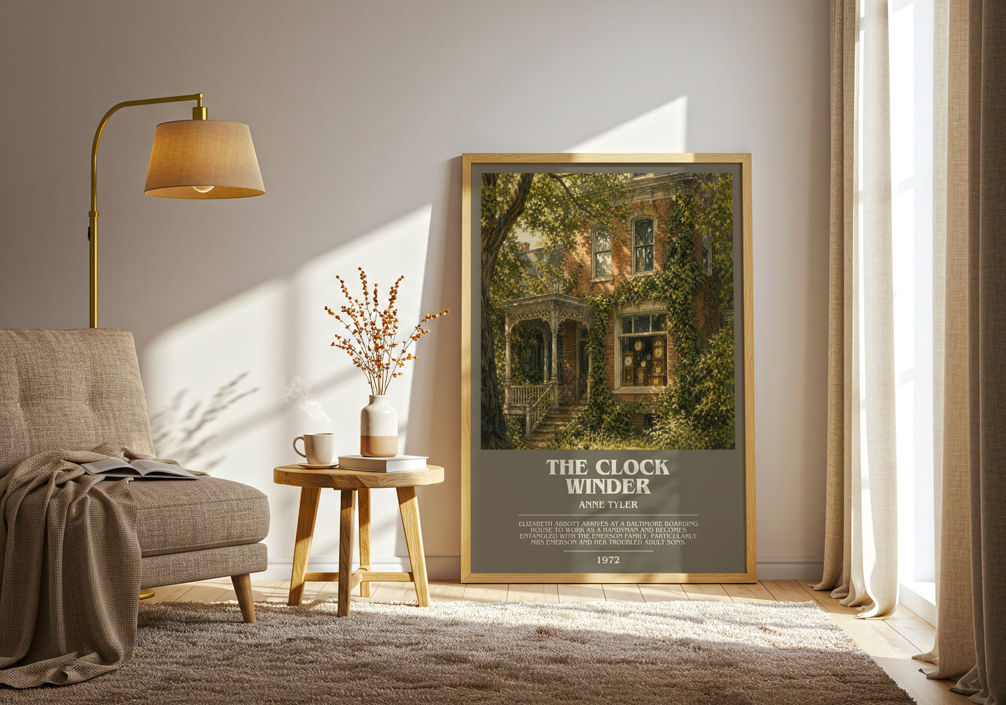 The Clock Winder bookish print on bookshelf – Anne Tyler fan gift