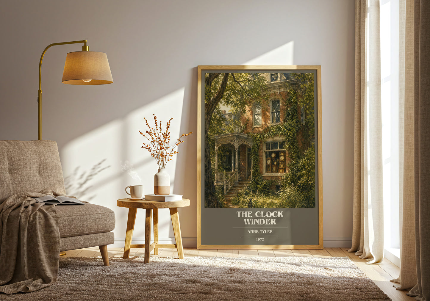 The Clock Winder book cover print on bookshelf – Anne Tyler fan gift