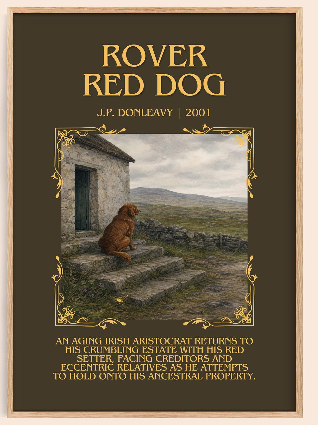 Rover Red Dog Minimalist Book Poster by J.P. Donleavy – book poster