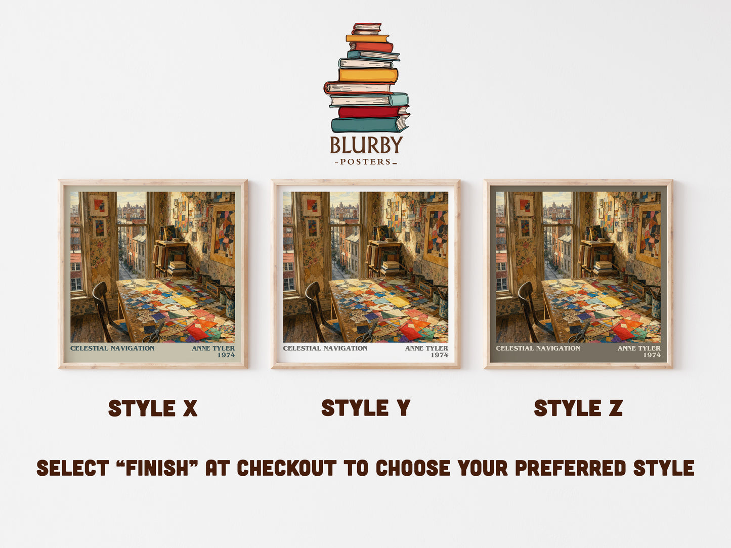 Celestial Navigation literary print in frame leaning in hallway – literary fiction wall art