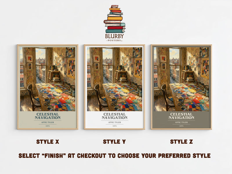 Celestial Navigation book cover print in frame leaning in hallway – literary fiction wall art