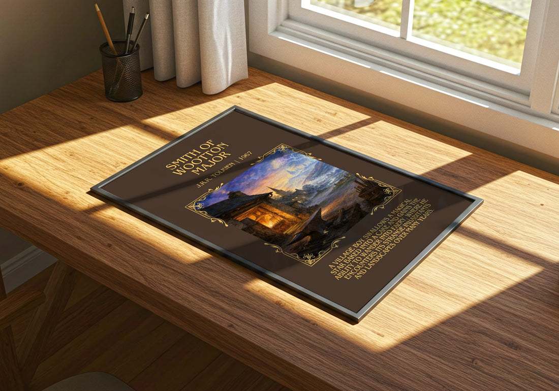 Smith Of Wootton Major Minimalist Book Poster by J.R.R. Tolkien – print on a sunlit desk