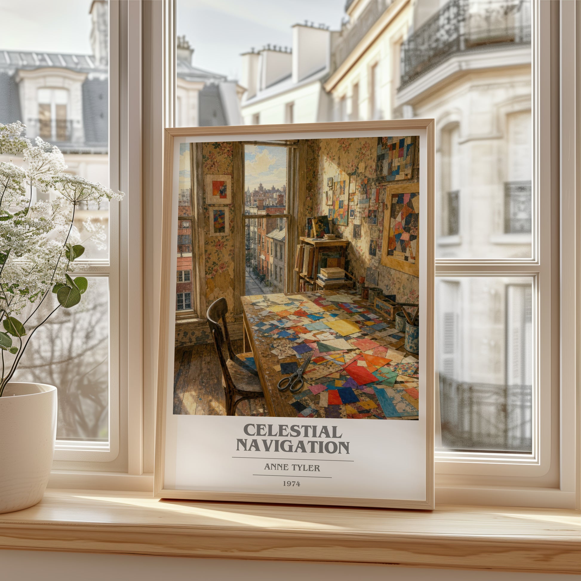 Celestial Navigation book cover poster colour and style options – Anne Tyler book art