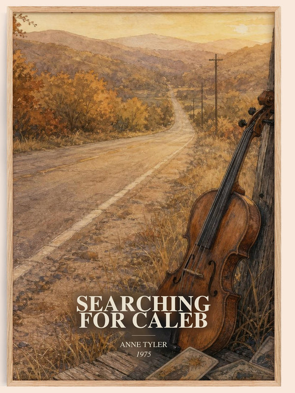 Searching For Caleb watercolour book poster by Anne Tyler – framed literary art print