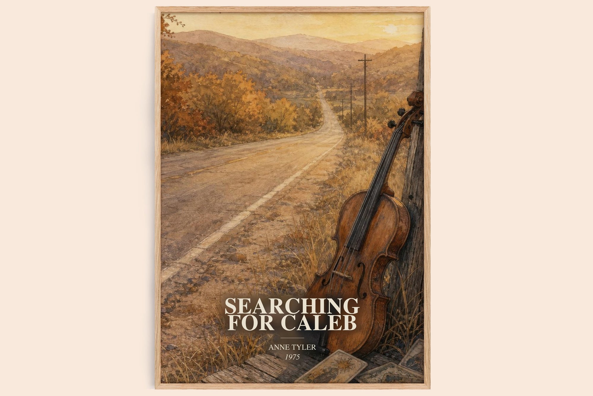 Searching For Caleb watercolour book poster by Anne Tyler – framed literary art print