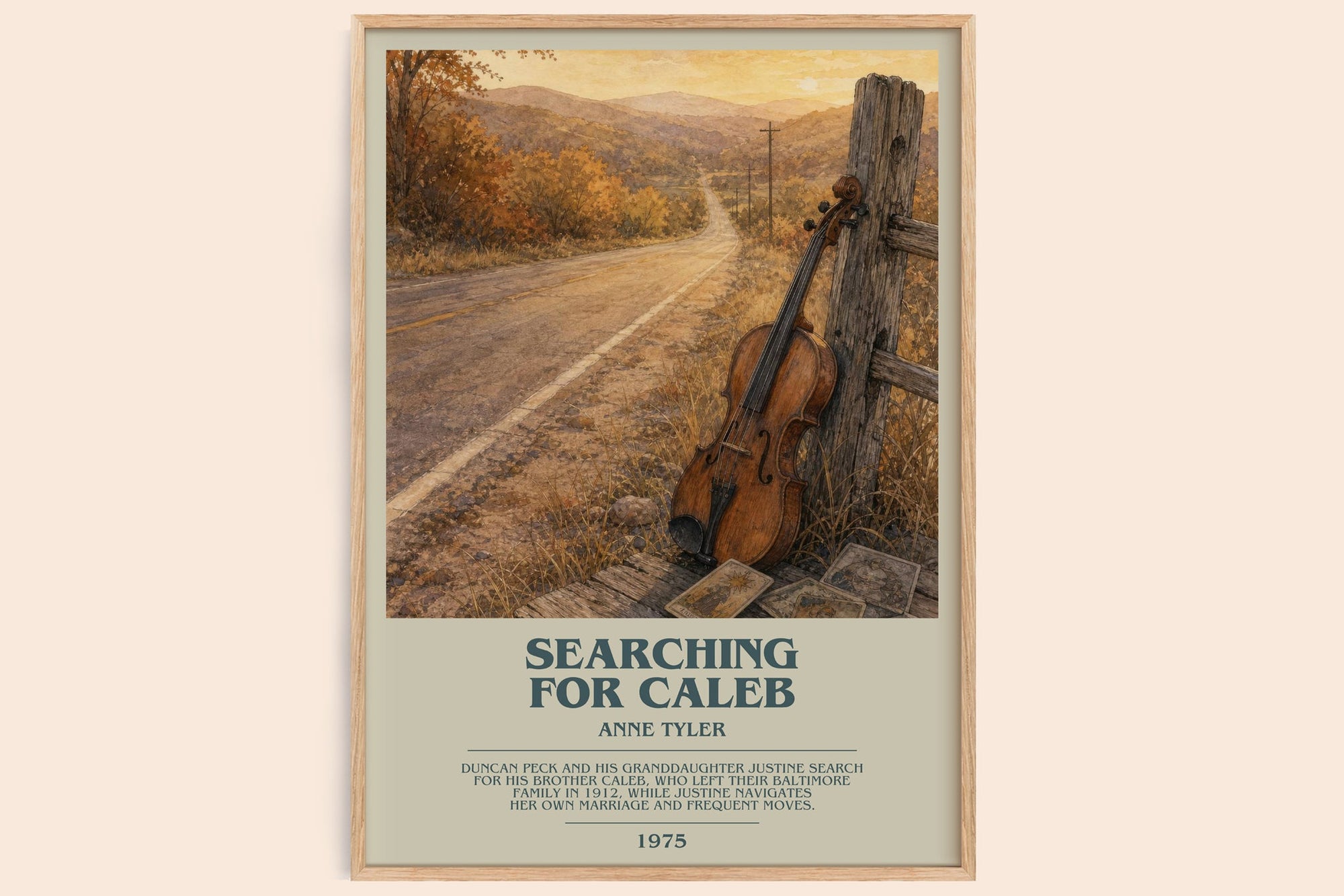 Searching For Caleb bookish book poster by Anne Tyler – framed literary art print