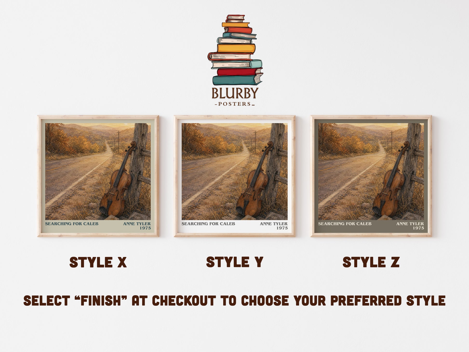 Searching For Caleb literary print in frame leaning in hallway – literary fiction wall art