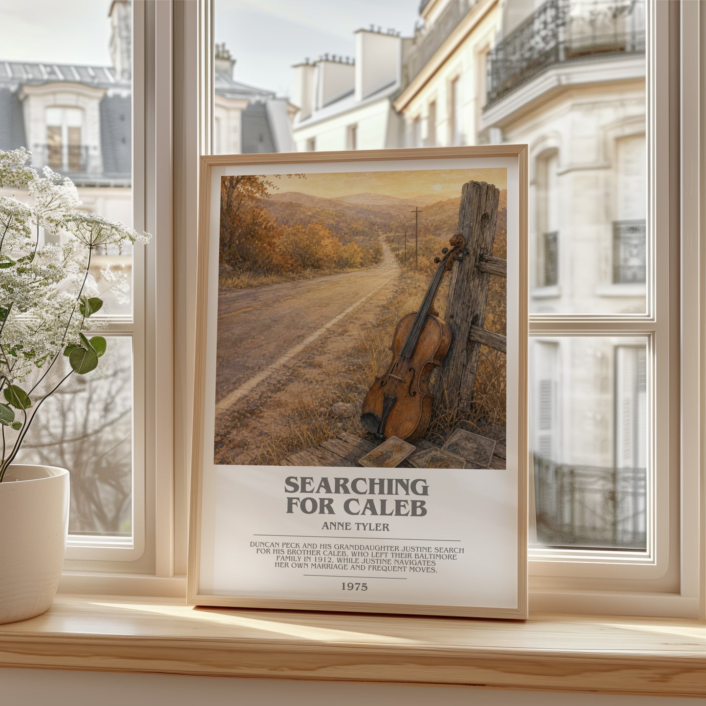 Searching For Caleb bookish poster colour and style options – Anne Tyler book art